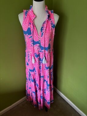 Lilly Pulitzer Malone Maxi Dress Blue Haven Little Flamenco